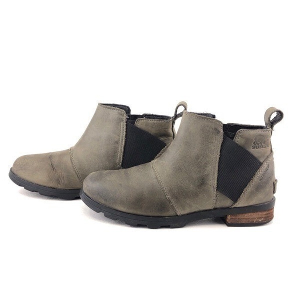 Sorel Emile Chelsea‎ Boots Quarry Grey Leather Waterproof Ankle Womens 9.5